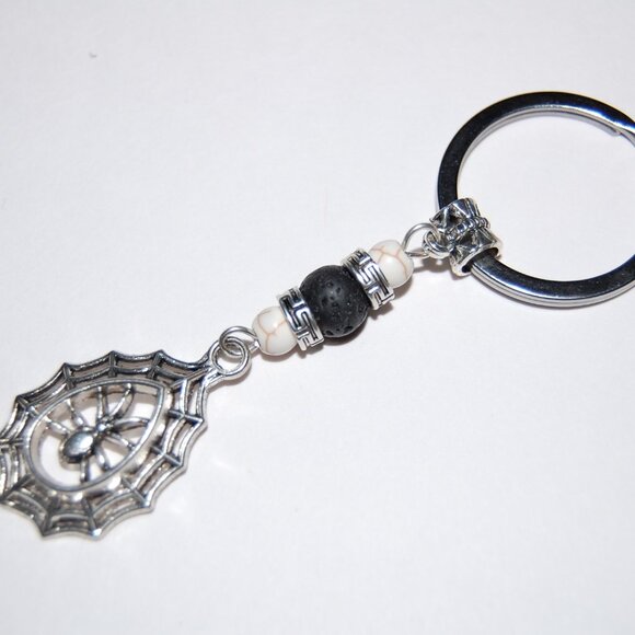 Spider Keychain,Spider Keyring,Gemstone Beads,Gift,Birthday,Party - Picture 1 of 2